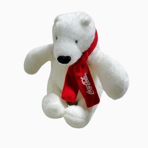 Coca Cola 2007 Iconic Christmas Ad Polar Bear w Scarf 6.5” Collectible Plush Toy